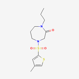 molecular formula C13H20N2O3S2 B7414599 4-(4-Methylthiophen-2-yl)sulfonyl-1-propyl-1,4-diazepan-2-one 