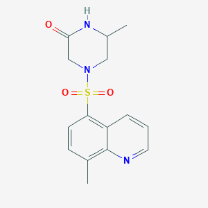 molecular formula C15H17N3O3S B7414625 6-Methyl-4-(8-methylquinolin-5-yl)sulfonylpiperazin-2-one 