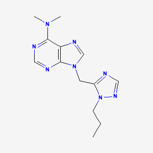 molecular formula C13H18N8 B7414637 N,N-dimethyl-9-[(2-propyl-1,2,4-triazol-3-yl)methyl]purin-6-amine 