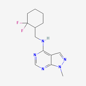 molecular formula C13H17F2N5 B7414641 N-[(2,2-difluorocyclohexyl)methyl]-1-methylpyrazolo[3,4-d]pyrimidin-4-amine 