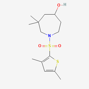 molecular formula C14H23NO3S2 B7414673 1-(3,5-Dimethylthiophen-2-yl)sulfonyl-6,6-dimethylazepan-4-ol 