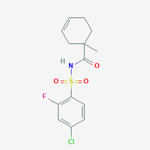 N-(4-chloro-2-fluorophenyl)sulfonyl-1-methylcyclohex-3-ene-1-carboxamide