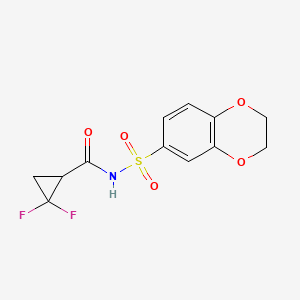 molecular formula C12H11F2NO5S B7414739 N-(2,3-dihydro-1,4-benzodioxin-6-ylsulfonyl)-2,2-difluorocyclopropane-1-carboxamide 