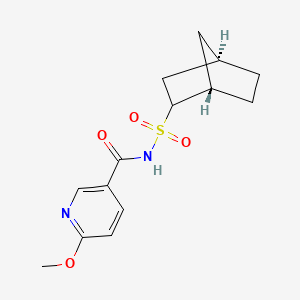 molecular formula C14H18N2O4S B7414761 N-[[(1S,4R)-2-bicyclo[2.2.1]heptanyl]sulfonyl]-6-methoxypyridine-3-carboxamide 