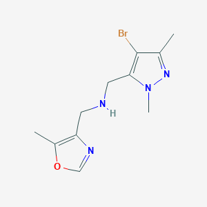 molecular formula C11H15BrN4O B7414802 N-[(4-bromo-2,5-dimethylpyrazol-3-yl)methyl]-1-(5-methyl-1,3-oxazol-4-yl)methanamine 