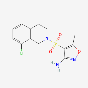 molecular formula C13H14ClN3O3S B7414818 4-[(8-chloro-3,4-dihydro-1H-isoquinolin-2-yl)sulfonyl]-5-methyl-1,2-oxazol-3-amine 