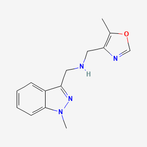 molecular formula C14H16N4O B7414825 N-[(1-methylindazol-3-yl)methyl]-1-(5-methyl-1,3-oxazol-4-yl)methanamine 