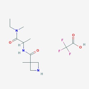 molecular formula C13H22F3N3O4 B7414896 N-[1-[ethyl(methyl)amino]-1-oxopropan-2-yl]-3-methylazetidine-3-carboxamide;2,2,2-trifluoroacetic acid 