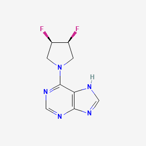 molecular formula C9H9F2N5 B7414907 6-[(3R,4S)-3,4-difluoropyrrolidin-1-yl]-7H-purine 