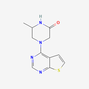 molecular formula C11H12N4OS B7414919 6-Methyl-4-thieno[2,3-d]pyrimidin-4-ylpiperazin-2-one 