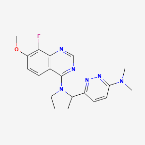 molecular formula C19H21FN6O B7414930 6-[1-(8-fluoro-7-methoxyquinazolin-4-yl)pyrrolidin-2-yl]-N,N-dimethylpyridazin-3-amine 