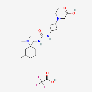 molecular formula C21H37F3N4O5 B7414956 2-[[3-[[1-(Dimethylamino)-3-methylcyclohexyl]methylcarbamoylamino]cyclobutyl]-ethylamino]acetic acid;2,2,2-trifluoroacetic acid 