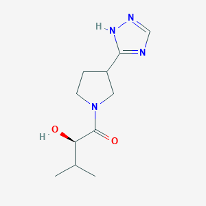 molecular formula C11H18N4O2 B7414988 (2R)-2-hydroxy-3-methyl-1-[3-(1H-1,2,4-triazol-5-yl)pyrrolidin-1-yl]butan-1-one 