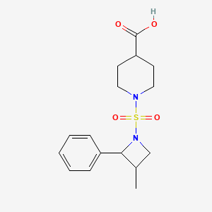 molecular formula C16H22N2O4S B7415015 1-(3-Methyl-2-phenylazetidin-1-yl)sulfonylpiperidine-4-carboxylic acid 