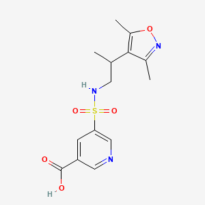 molecular formula C14H17N3O5S B7415029 5-[2-(3,5-Dimethyl-1,2-oxazol-4-yl)propylsulfamoyl]pyridine-3-carboxylic acid 