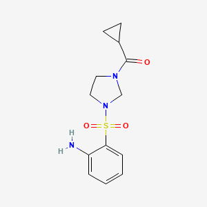 molecular formula C13H17N3O3S B7415044 [3-(2-Aminophenyl)sulfonylimidazolidin-1-yl]-cyclopropylmethanone 