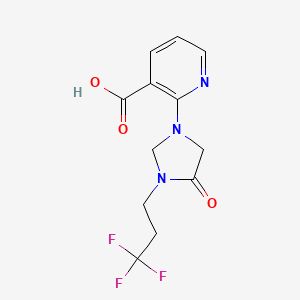 molecular formula C12H12F3N3O3 B7415116 2-[4-Oxo-3-(3,3,3-trifluoropropyl)imidazolidin-1-yl]pyridine-3-carboxylic acid 