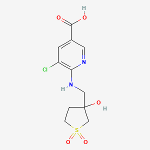 molecular formula C11H13ClN2O5S B7415122 5-Chloro-6-[(3-hydroxy-1,1-dioxothiolan-3-yl)methylamino]pyridine-3-carboxylic acid 