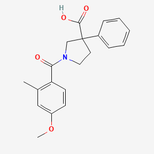 molecular formula C20H21NO4 B7415126 1-(4-Methoxy-2-methylbenzoyl)-3-phenylpyrrolidine-3-carboxylic acid 