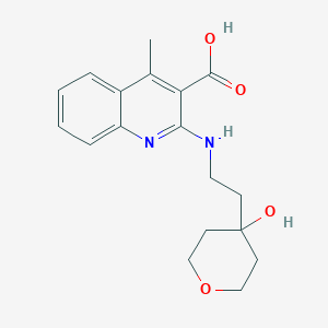 2-[2-(4-Hydroxyoxan-4-yl)ethylamino]-4-methylquinoline-3-carboxylic acid