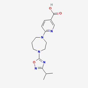 molecular formula C16H21N5O3 B7415200 6-[4-(3-Propan-2-yl-1,2,4-oxadiazol-5-yl)-1,4-diazepan-1-yl]pyridine-3-carboxylic acid 