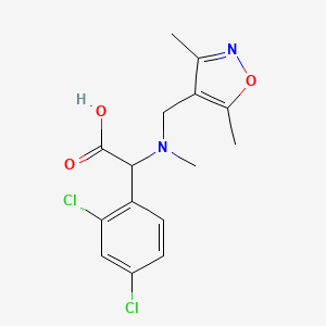 molecular formula C15H16Cl2N2O3 B7415235 2-(2,4-Dichlorophenyl)-2-[(3,5-dimethyl-1,2-oxazol-4-yl)methyl-methylamino]acetic acid 