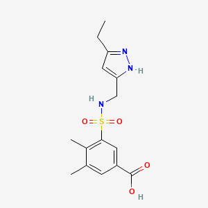 molecular formula C15H19N3O4S B7415283 3-[(3-ethyl-1H-pyrazol-5-yl)methylsulfamoyl]-4,5-dimethylbenzoic acid 