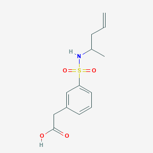 molecular formula C13H17NO4S B7415311 2-[3-(Pent-4-en-2-ylsulfamoyl)phenyl]acetic acid 