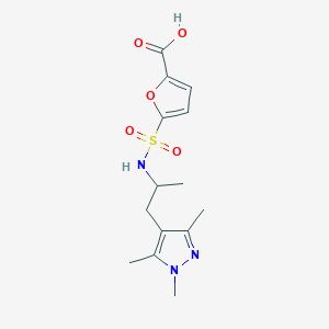 molecular formula C14H19N3O5S B7415325 5-[1-(1,3,5-Trimethylpyrazol-4-yl)propan-2-ylsulfamoyl]furan-2-carboxylic acid 