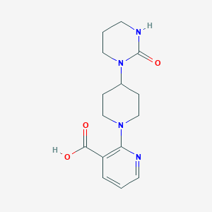 molecular formula C15H20N4O3 B7415339 2-[4-(2-Oxo-1,3-diazinan-1-yl)piperidin-1-yl]pyridine-3-carboxylic acid 