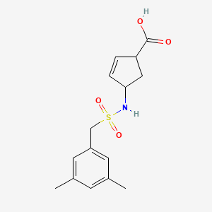 molecular formula C15H19NO4S B7415341 4-[(3,5-Dimethylphenyl)methylsulfonylamino]cyclopent-2-ene-1-carboxylic acid 