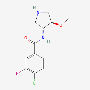 molecular formula C12H14ClFN2O2 B7415415 4-chloro-3-fluoro-N-[(3R,4R)-4-methoxypyrrolidin-3-yl]benzamide 