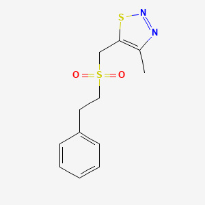 molecular formula C12H14N2O2S2 B7415522 4-Methyl-5-(2-phenylethylsulfonylmethyl)thiadiazole 