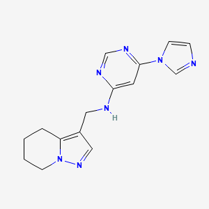 molecular formula C15H17N7 B7415599 6-imidazol-1-yl-N-(4,5,6,7-tetrahydropyrazolo[1,5-a]pyridin-3-ylmethyl)pyrimidin-4-amine 