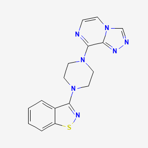 molecular formula C16H15N7S B7415656 3-[4-([1,2,4]Triazolo[4,3-a]pyrazin-8-yl)piperazin-1-yl]-1,2-benzothiazole 