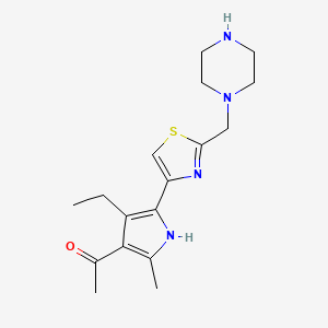 1-[4-ethyl-2-methyl-5-[2-(piperazin-1-ylmethyl)-1,3-thiazol-4-yl]-1H-pyrrol-3-yl]ethanone