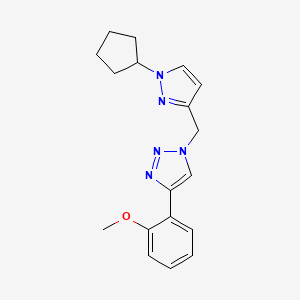 molecular formula C18H21N5O B7415737 1-[(1-Cyclopentylpyrazol-3-yl)methyl]-4-(2-methoxyphenyl)triazole 