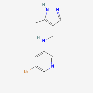 molecular formula C11H13BrN4 B7415807 5-bromo-6-methyl-N-[(5-methyl-1H-pyrazol-4-yl)methyl]pyridin-3-amine 