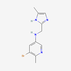 molecular formula C11H13BrN4 B7415823 5-bromo-6-methyl-N-[(5-methyl-1H-imidazol-2-yl)methyl]pyridin-3-amine 