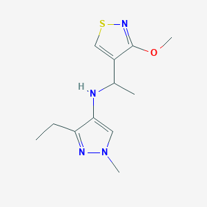 molecular formula C12H18N4OS B7415828 3-ethyl-N-[1-(3-methoxy-1,2-thiazol-4-yl)ethyl]-1-methylpyrazol-4-amine 