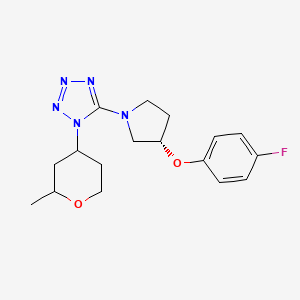 molecular formula C17H22FN5O2 B7415832 5-[(3S)-3-(4-fluorophenoxy)pyrrolidin-1-yl]-1-(2-methyloxan-4-yl)tetrazole 