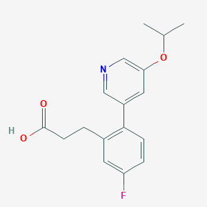 3-[5-Fluoro-2-(5-propan-2-yloxypyridin-3-yl)phenyl]propanoic acid