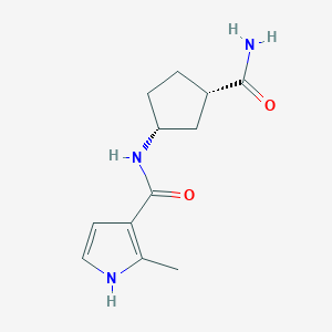 molecular formula C12H17N3O2 B7415921 N-[(1R,3S)-3-carbamoylcyclopentyl]-2-methyl-1H-pyrrole-3-carboxamide 