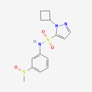 molecular formula C14H17N3O3S2 B7415976 2-cyclobutyl-N-(3-methylsulfinylphenyl)pyrazole-3-sulfonamide 