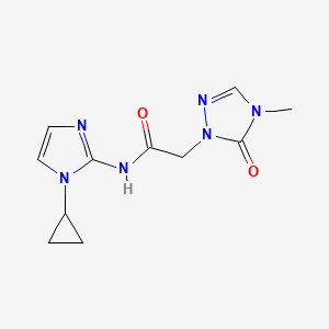 molecular formula C11H14N6O2 B7415983 N-(1-cyclopropylimidazol-2-yl)-2-(4-methyl-5-oxo-1,2,4-triazol-1-yl)acetamide 