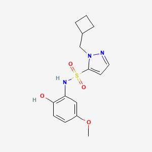 molecular formula C15H19N3O4S B7415996 2-(cyclobutylmethyl)-N-(2-hydroxy-5-methoxyphenyl)pyrazole-3-sulfonamide 