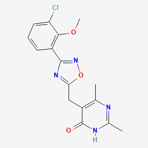 molecular formula C16H15ClN4O3 B7416023 5-[[3-(3-chloro-2-methoxyphenyl)-1,2,4-oxadiazol-5-yl]methyl]-2,4-dimethyl-1H-pyrimidin-6-one 