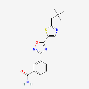 molecular formula C17H18N4O2S B7416047 3-[5-[2-(2,2-Dimethylpropyl)-1,3-thiazol-5-yl]-1,2,4-oxadiazol-3-yl]benzamide 