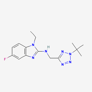 molecular formula C15H20FN7 B7416189 N-[(2-tert-butyltetrazol-5-yl)methyl]-1-ethyl-5-fluorobenzimidazol-2-amine 