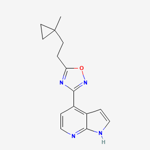 molecular formula C15H16N4O B7416263 5-[2-(1-methylcyclopropyl)ethyl]-3-(1H-pyrrolo[2,3-b]pyridin-4-yl)-1,2,4-oxadiazole 